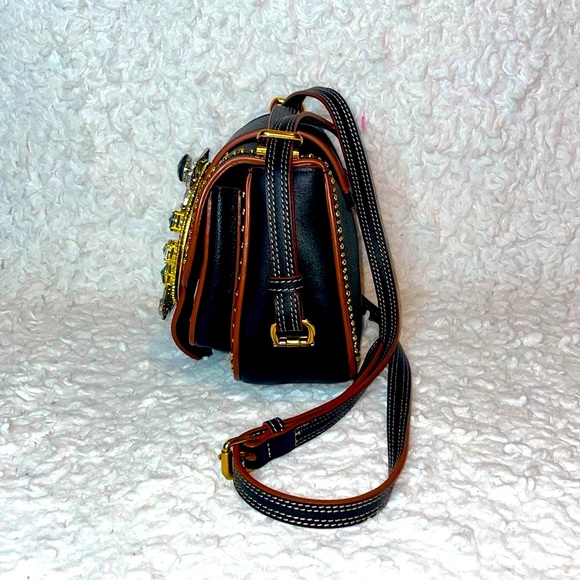 Miu Miu Rare Dahlia Madras Crystal Rhinestone Stud Black Leather Bag Purse - Picture 5 of 15